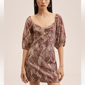 NWT MANGO MNG | printed dress with balloon sleeves Mini Sundress XS